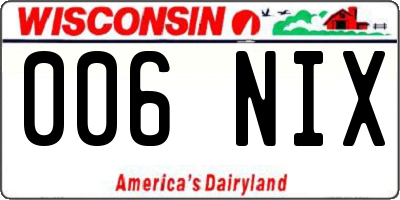 WI license plate 006NIX