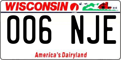 WI license plate 006NJE