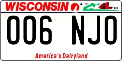 WI license plate 006NJO