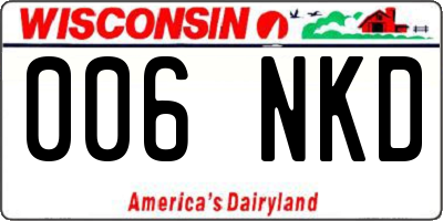 WI license plate 006NKD