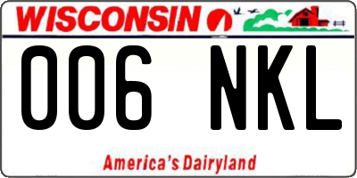 WI license plate 006NKL