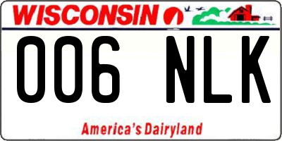 WI license plate 006NLK