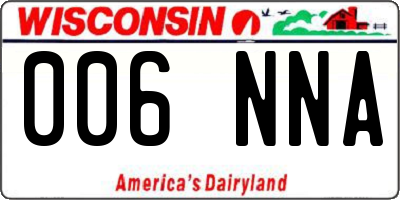 WI license plate 006NNA
