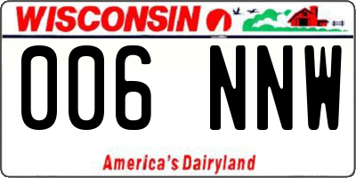 WI license plate 006NNW