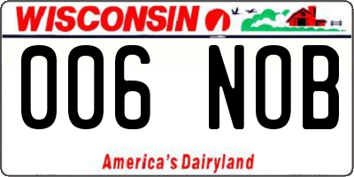 WI license plate 006NOB