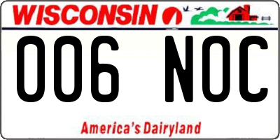 WI license plate 006NOC