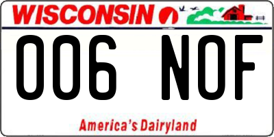 WI license plate 006NOF