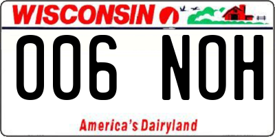 WI license plate 006NOH