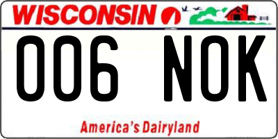 WI license plate 006NOK
