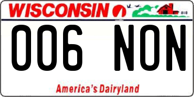 WI license plate 006NON