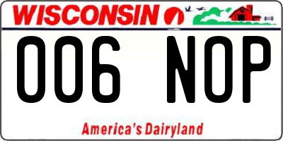WI license plate 006NOP
