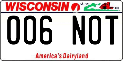 WI license plate 006NOT