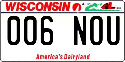 WI license plate 006NOU