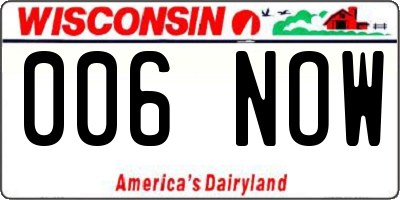 WI license plate 006NOW