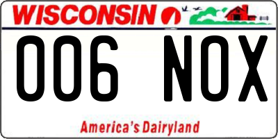 WI license plate 006NOX