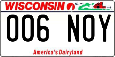WI license plate 006NOY