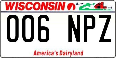 WI license plate 006NPZ