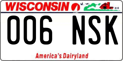 WI license plate 006NSK