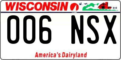 WI license plate 006NSX