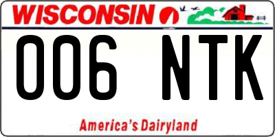 WI license plate 006NTK
