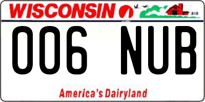 WI license plate 006NUB