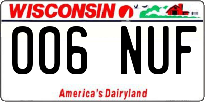 WI license plate 006NUF