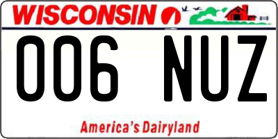 WI license plate 006NUZ