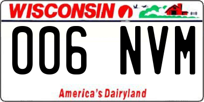 WI license plate 006NVM