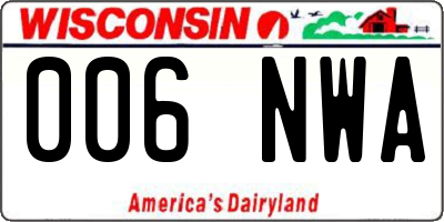WI license plate 006NWA