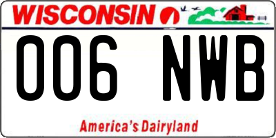 WI license plate 006NWB