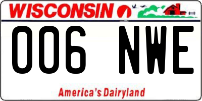 WI license plate 006NWE