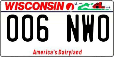 WI license plate 006NWO