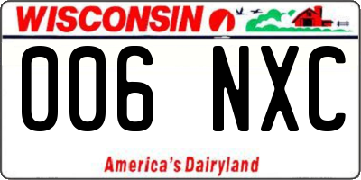 WI license plate 006NXC