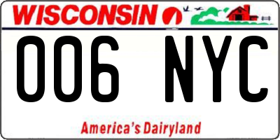 WI license plate 006NYC