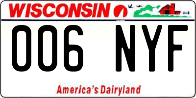 WI license plate 006NYF