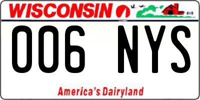 WI license plate 006NYS
