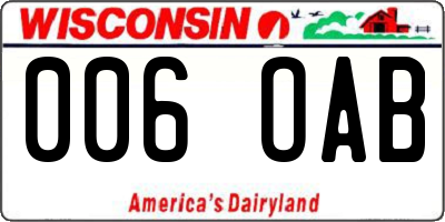WI license plate 006OAB