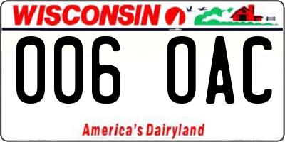WI license plate 006OAC