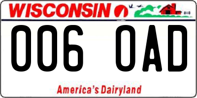 WI license plate 006OAD