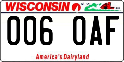 WI license plate 006OAF