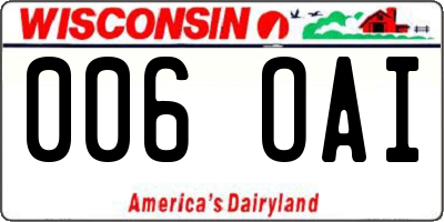 WI license plate 006OAI