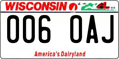 WI license plate 006OAJ