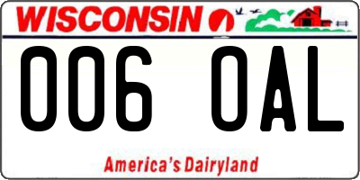 WI license plate 006OAL