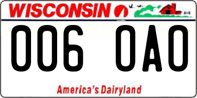 WI license plate 006OAO