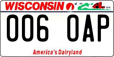 WI license plate 006OAP