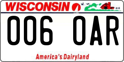 WI license plate 006OAR