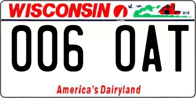 WI license plate 006OAT
