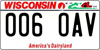 WI license plate 006OAV