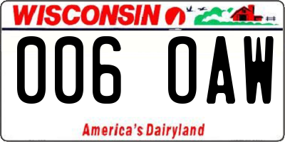 WI license plate 006OAW