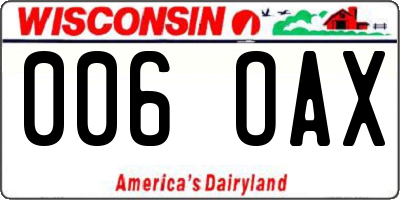 WI license plate 006OAX